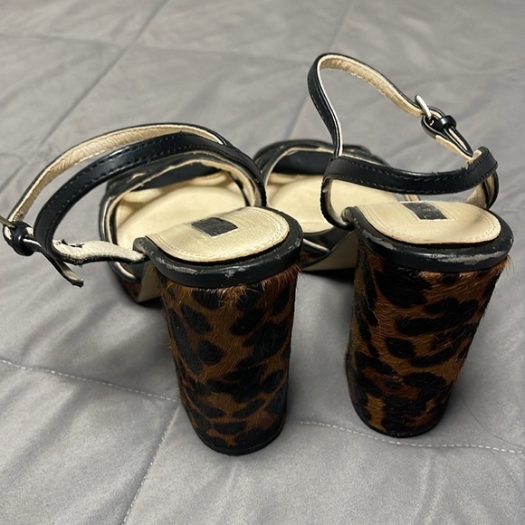 Topshop Leopard Print Calf Hair Block Sling Back Heels Size 8 - Picture 5 of 12